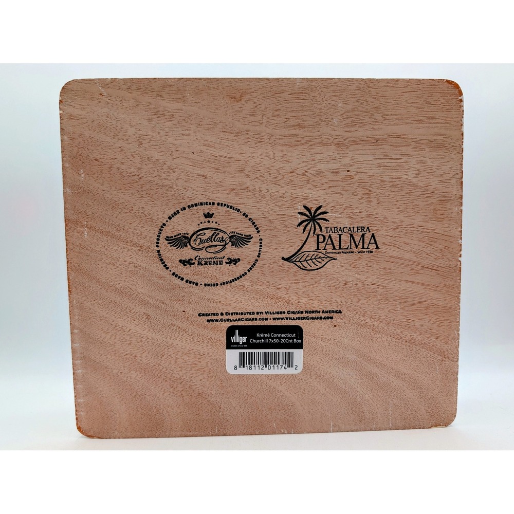Villiger Cuellar Connecticut Kreme White Wooden Empty Cigar Box Churchill 7x50 - Picture 9 of 13